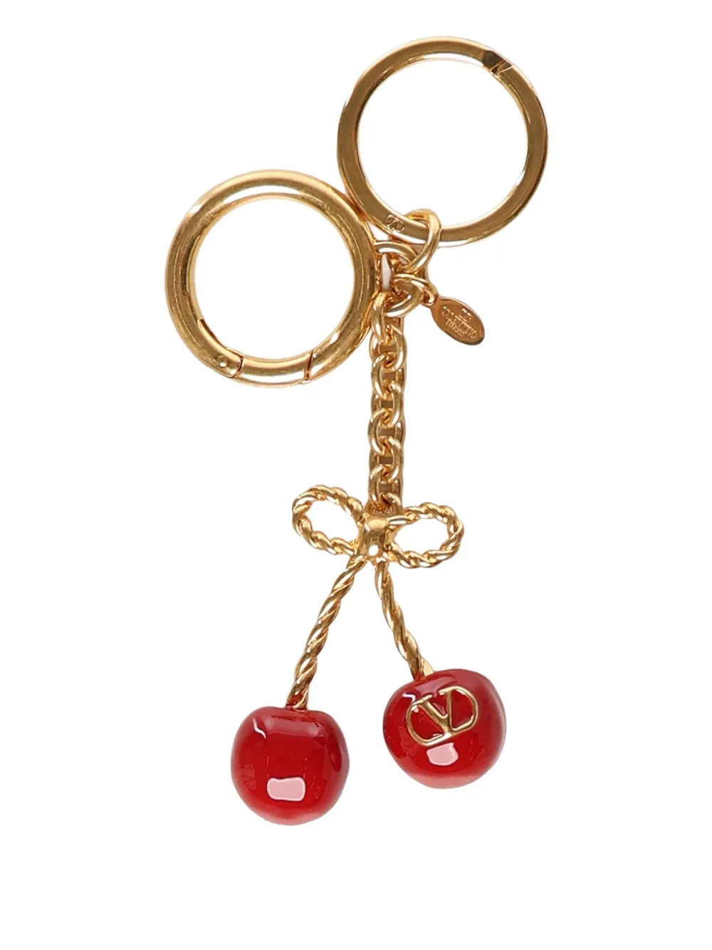 Valentino Cherryfic Bag Charm With Keychain In Gold