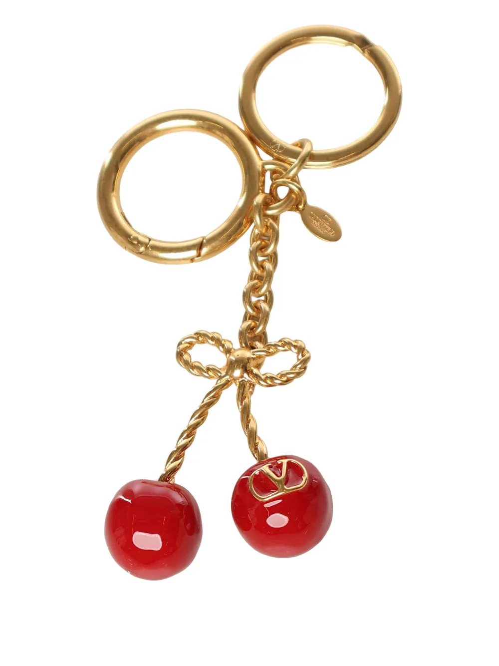 Valentino Cherryfic Bag Charm With Keychain In Gold
