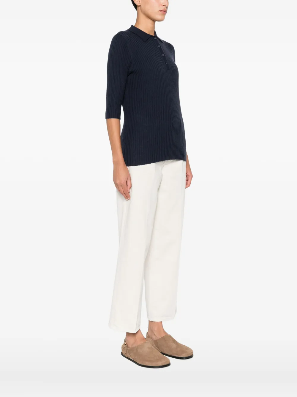 Kristensen Du Nord Ribbed Polo-neck T-shirt In Burgundy