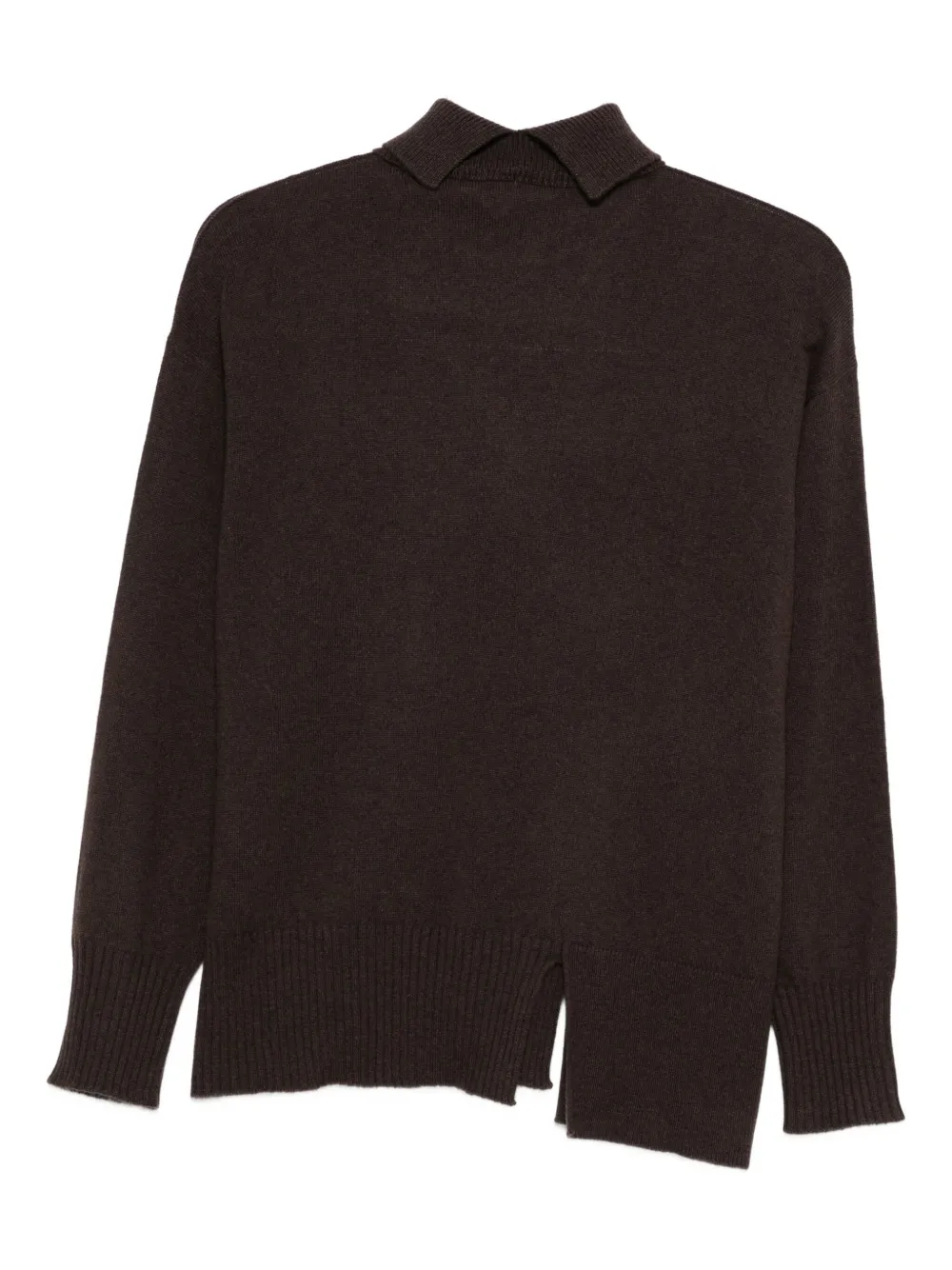 Antonelli Roll-neck Side-slit Sweater In Brown