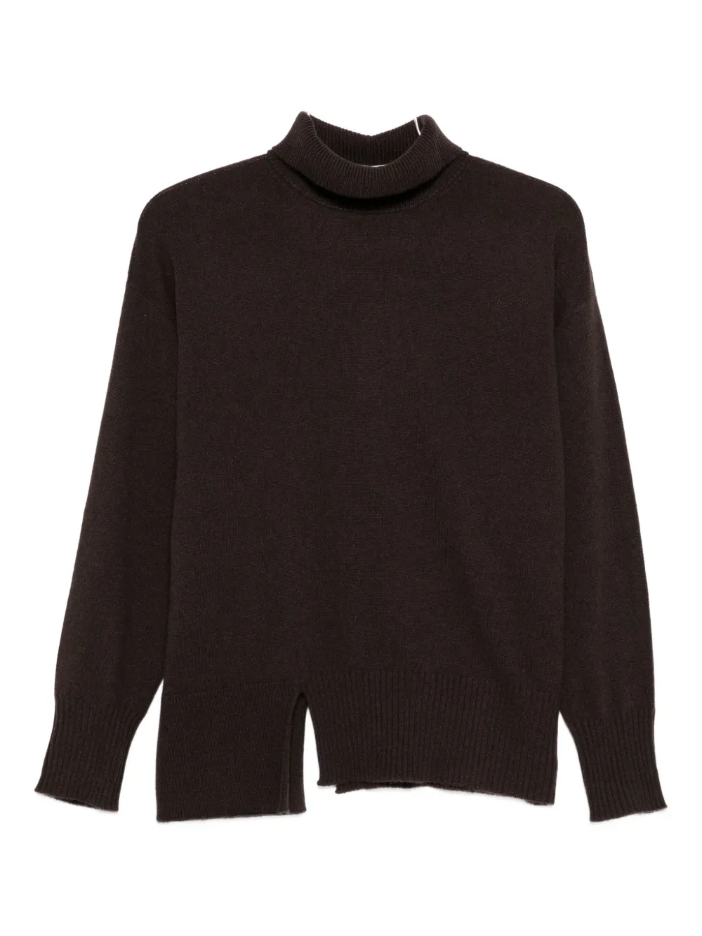 Antonelli Roll-neck Side-slit Sweater In Brown