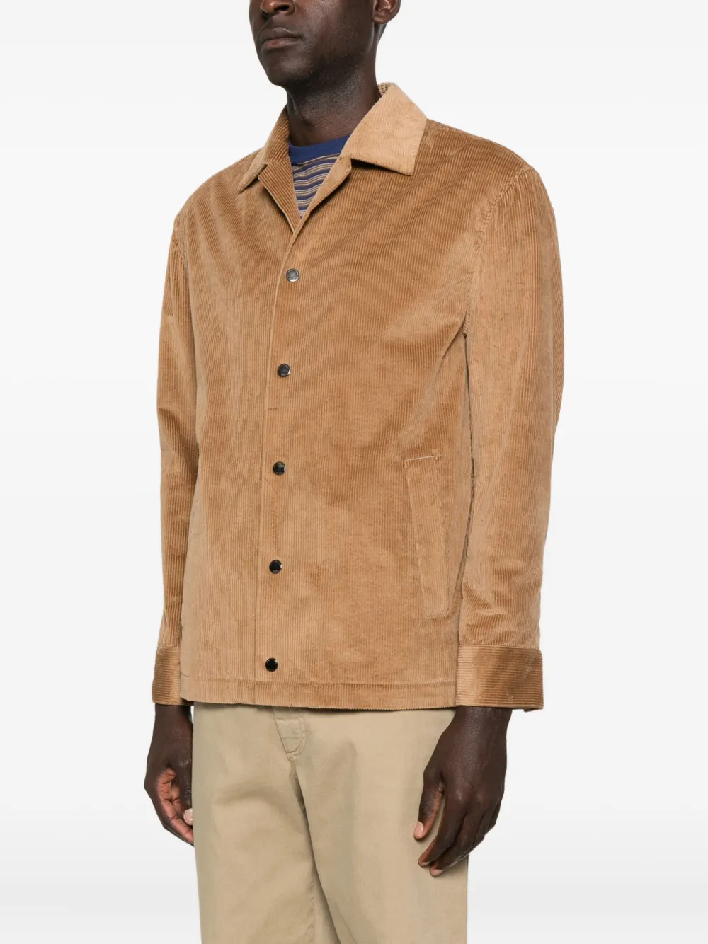 Paolo Pecora Ribfluwelen shirtjack Bruin