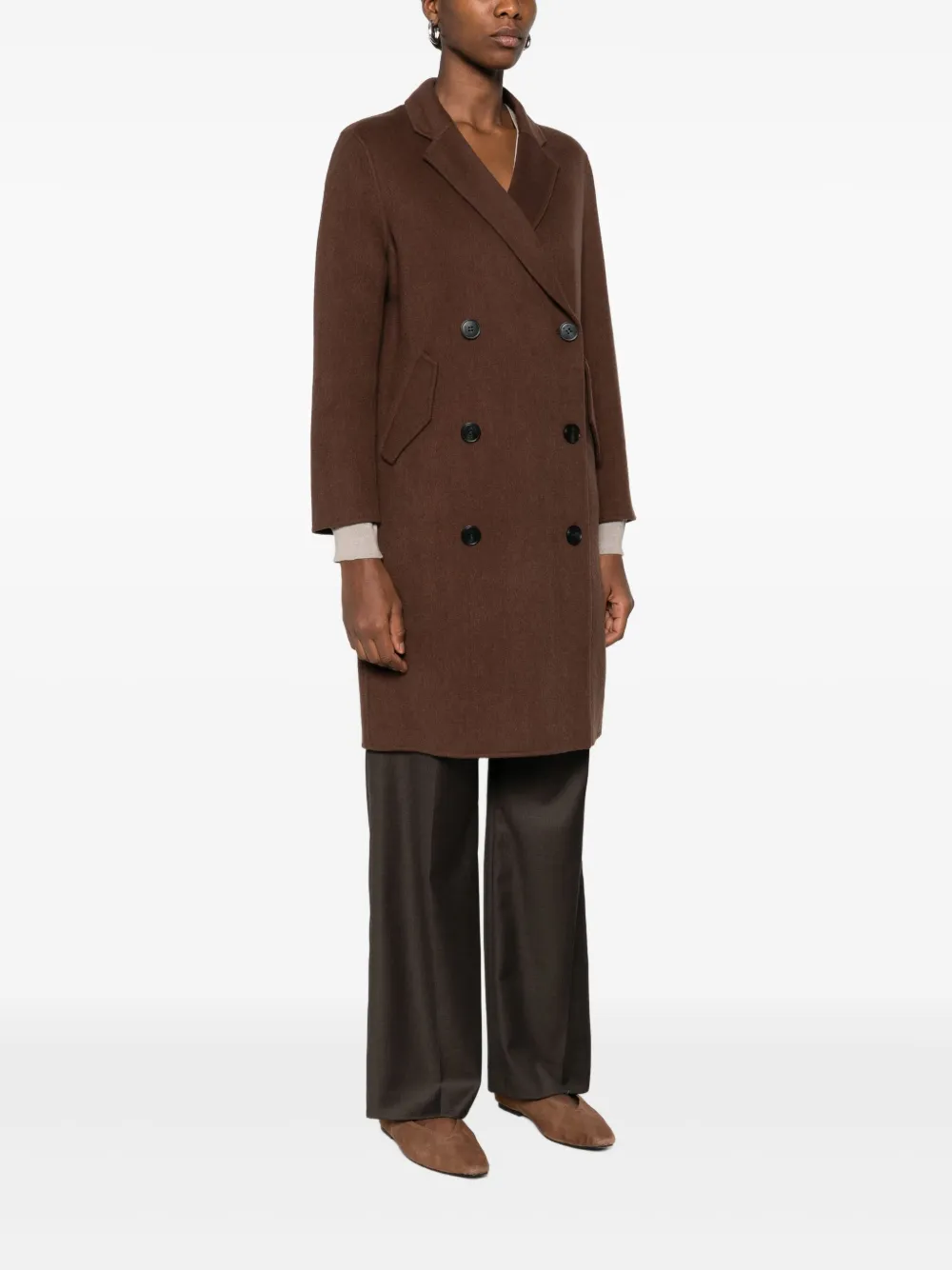 Betta Corradi Double-breasted Coat In Brown