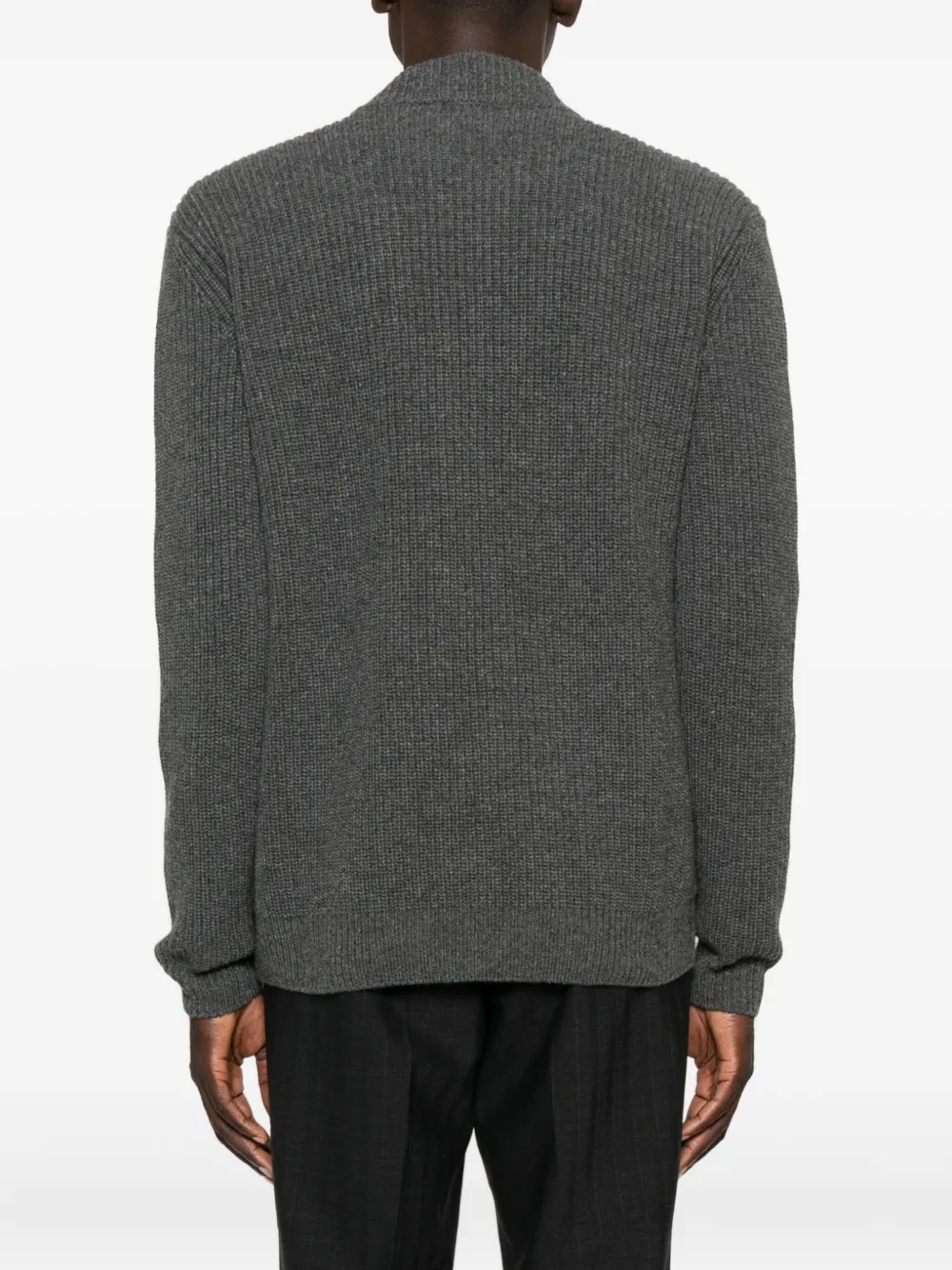 Zanone Geribbeld vest met rits Grijs