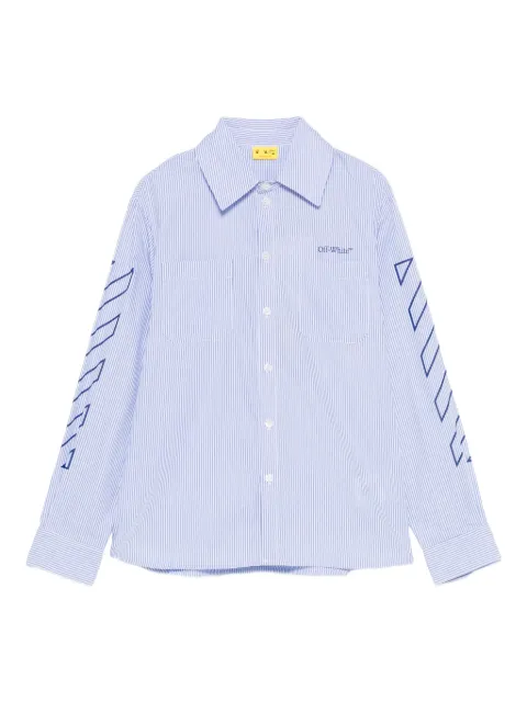 Off-White Kids striped logo-embroidered shirt