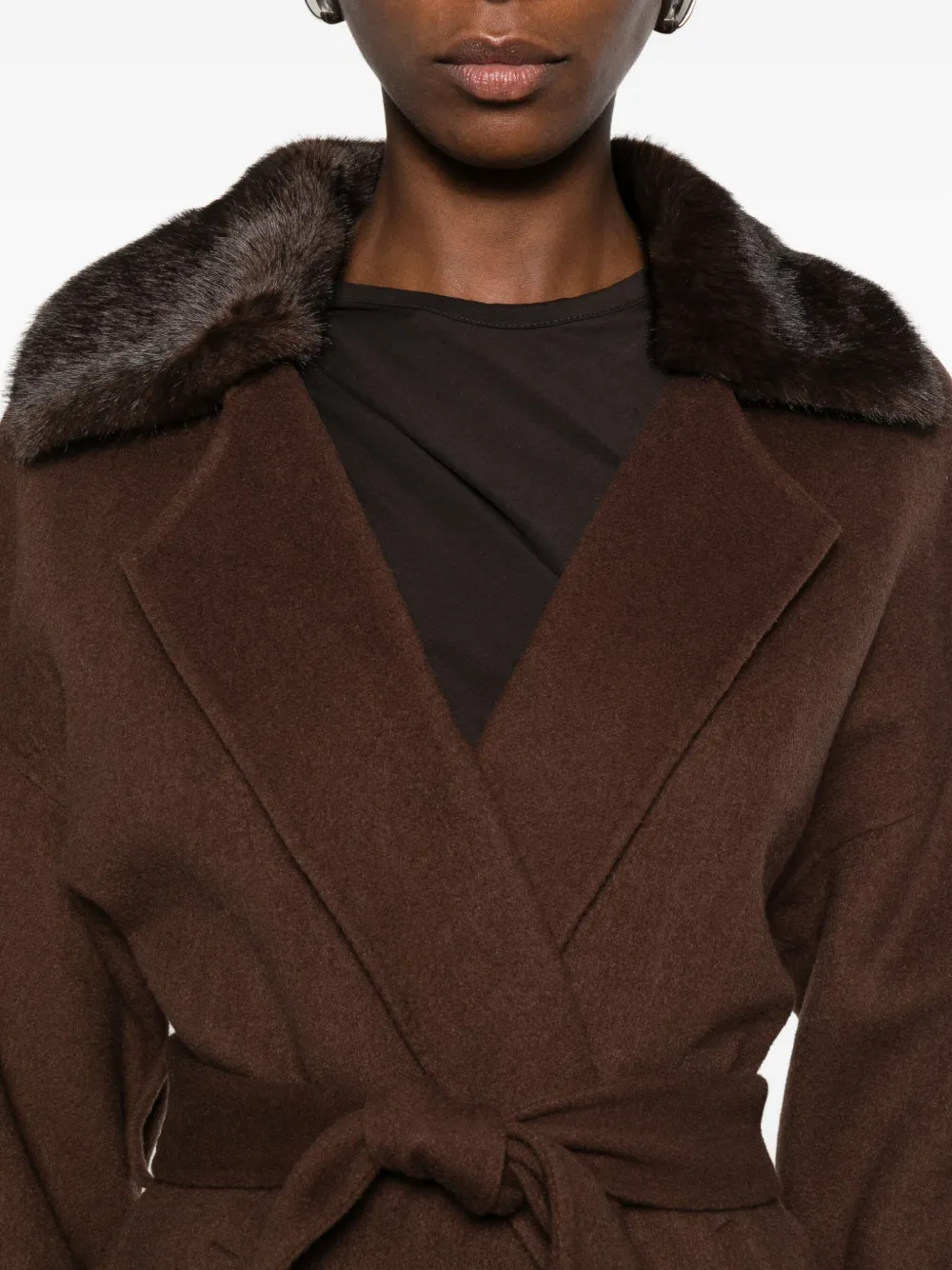 Betta Corradi Panelled-collar Belted Coat In Brown