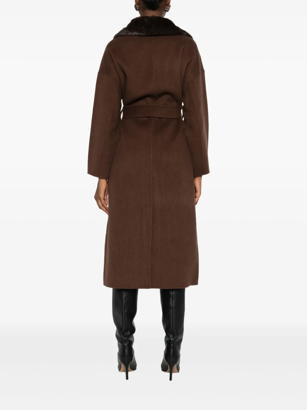 Betta Corradi Panelled-collar Belted Coat In Brown