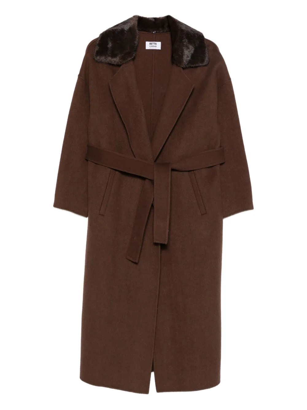 Betta Corradi Panelled-collar Belted Coat In Brown