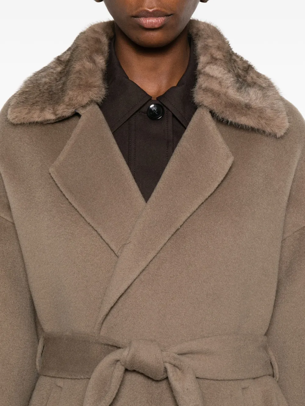 Betta Corradi Panelled-collar Belted Coat In Brown