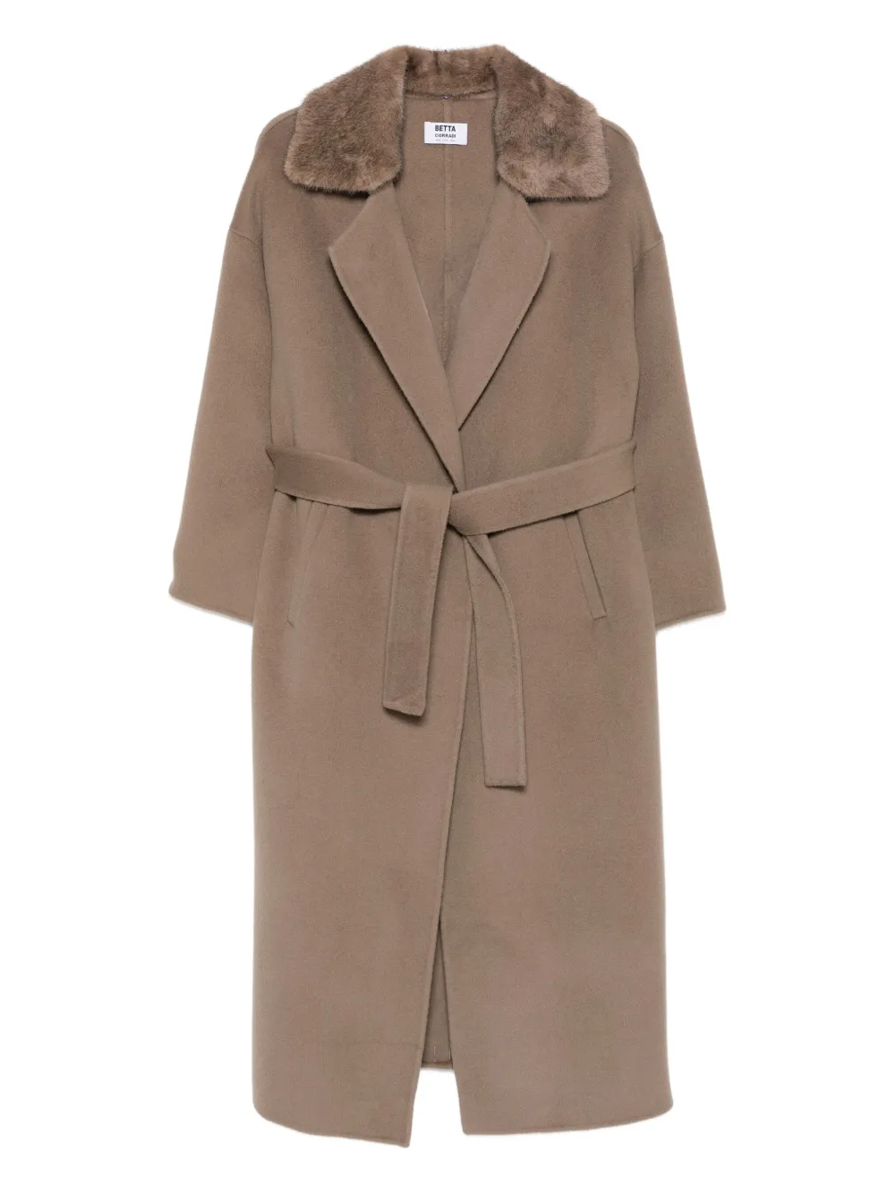 Betta Corradi Panelled-collar Belted Coat In Brown
