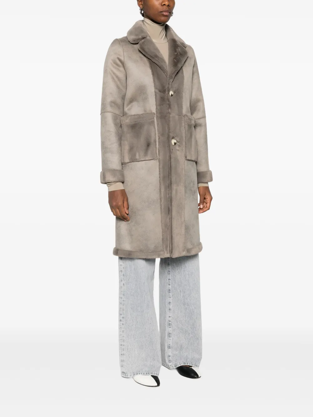 Betta Corradi Reversible Patch-pocket Coat In Gray