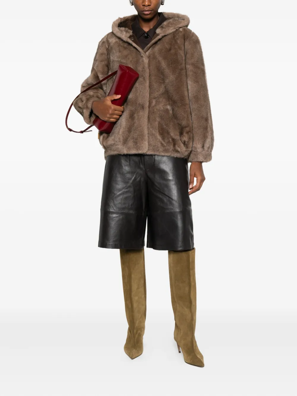 Betta Corradi Hooded Jacket In Brown