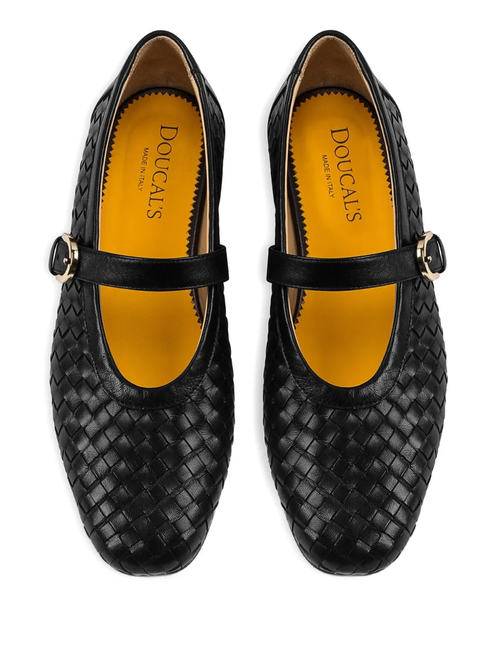 Doucal's woven-leather buckle ballet flats Black