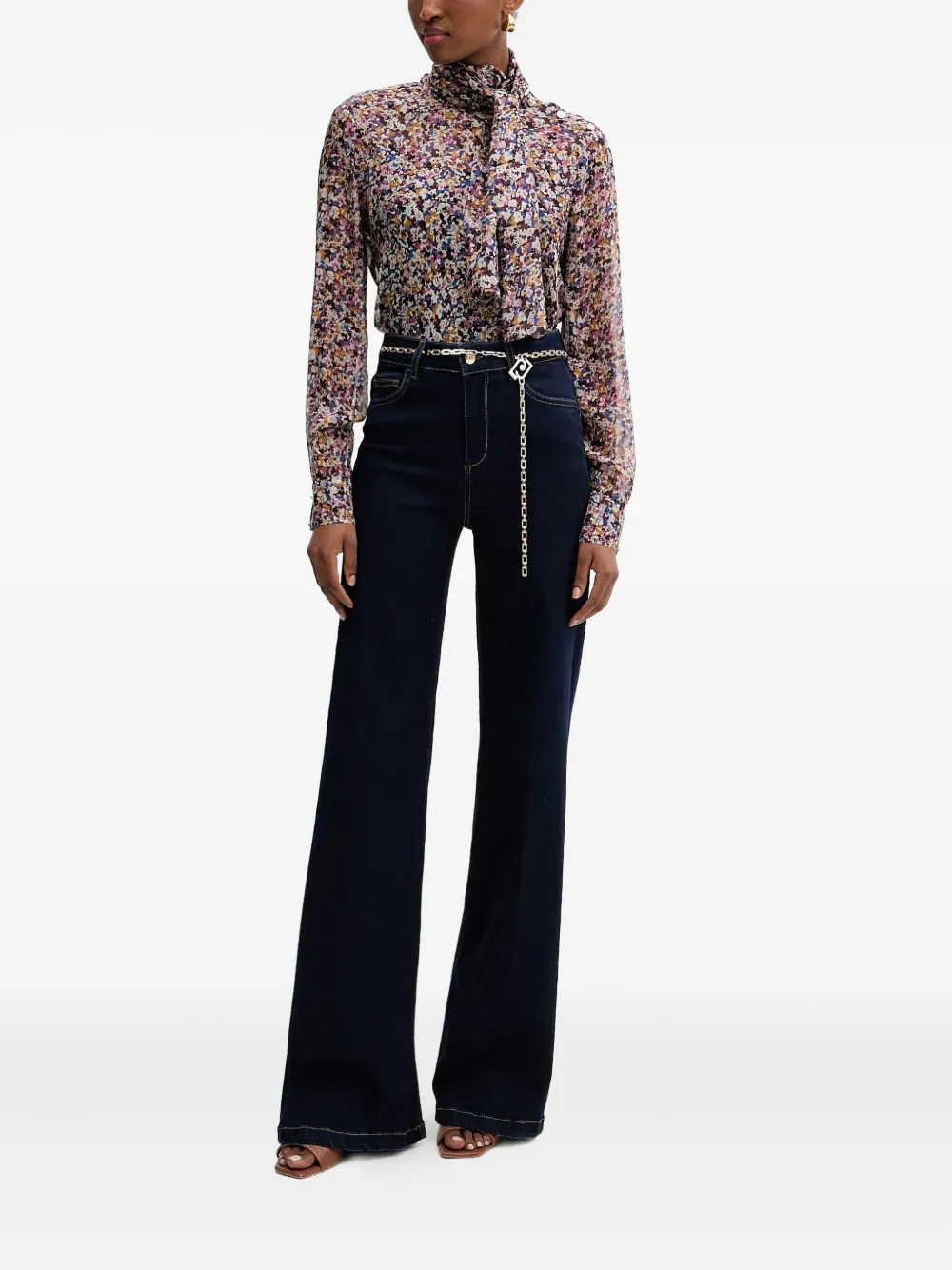 Liu •jo Chain-belt Trousers In Blue