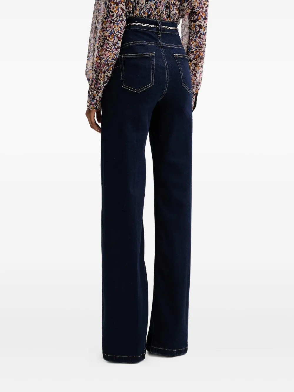Liu •jo Chain-belt Trousers In Blue