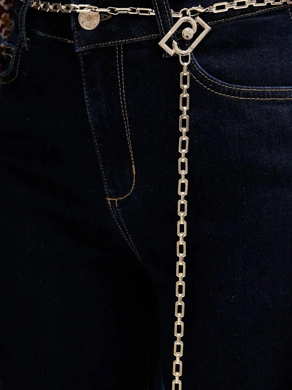 Liu •jo Chain-belt Trousers In Blue