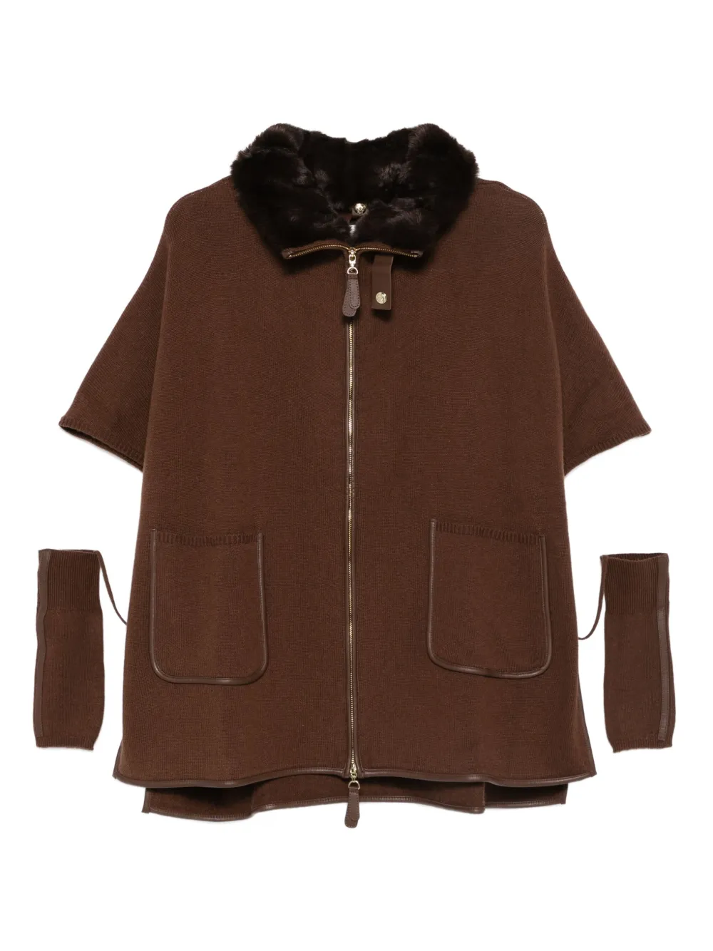 Max & Moi zip-up cardi-coat | Brown | Image 1