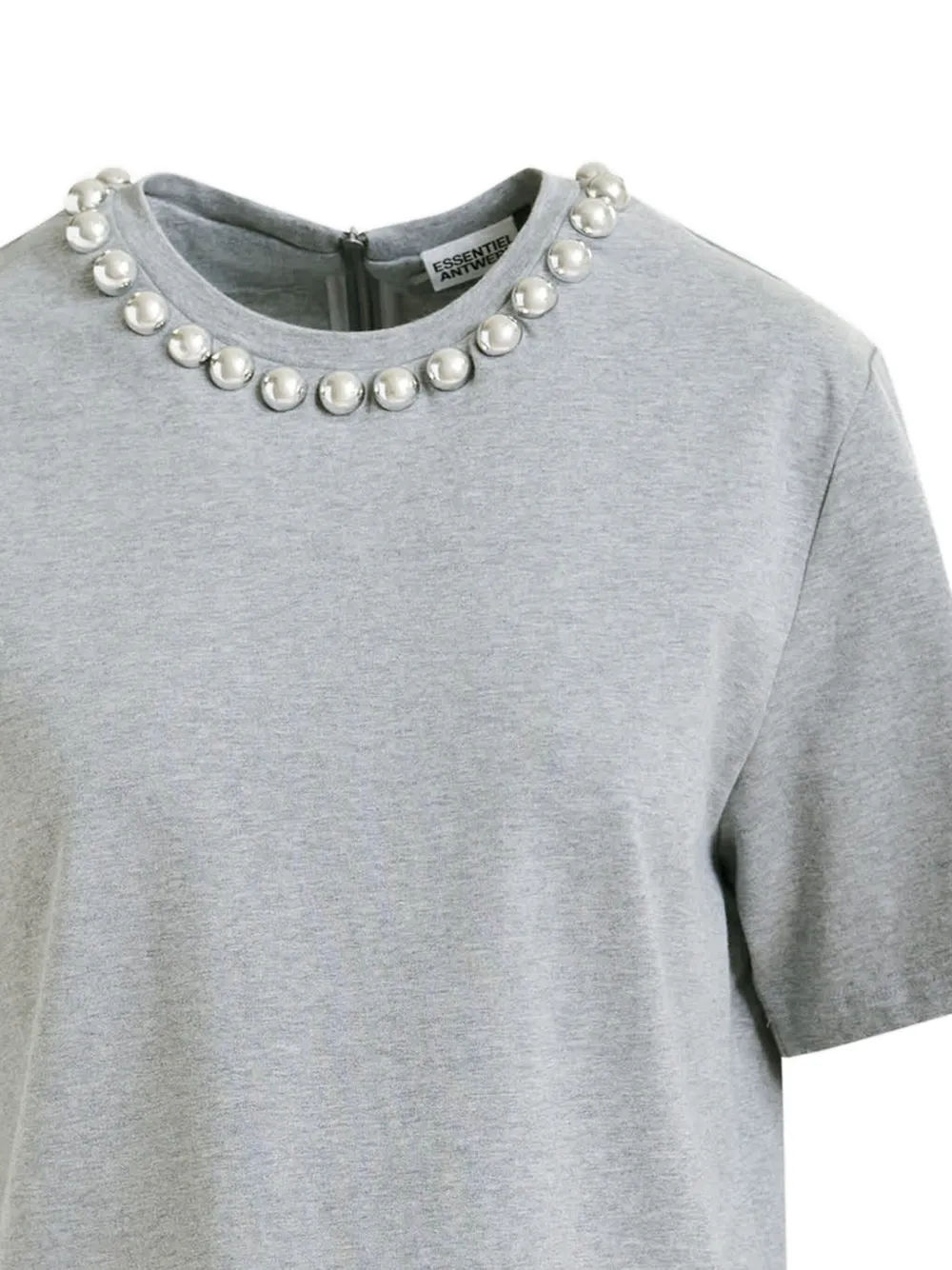 Essentiel Antwerp Pearl-embellished T-shirt In Gray