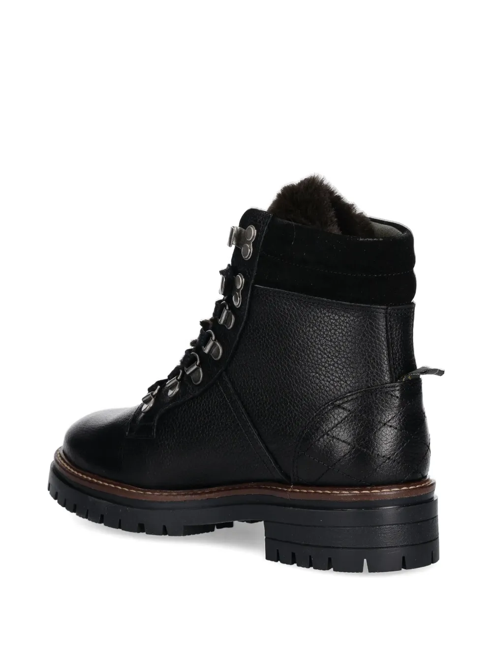 Barbour Faux-fur Trim Lace-up Boots In Black