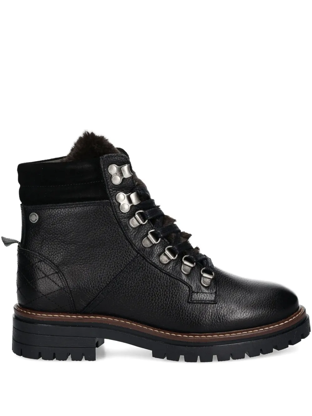 Barbour Faux-fur Trim Lace-up Boots In Black