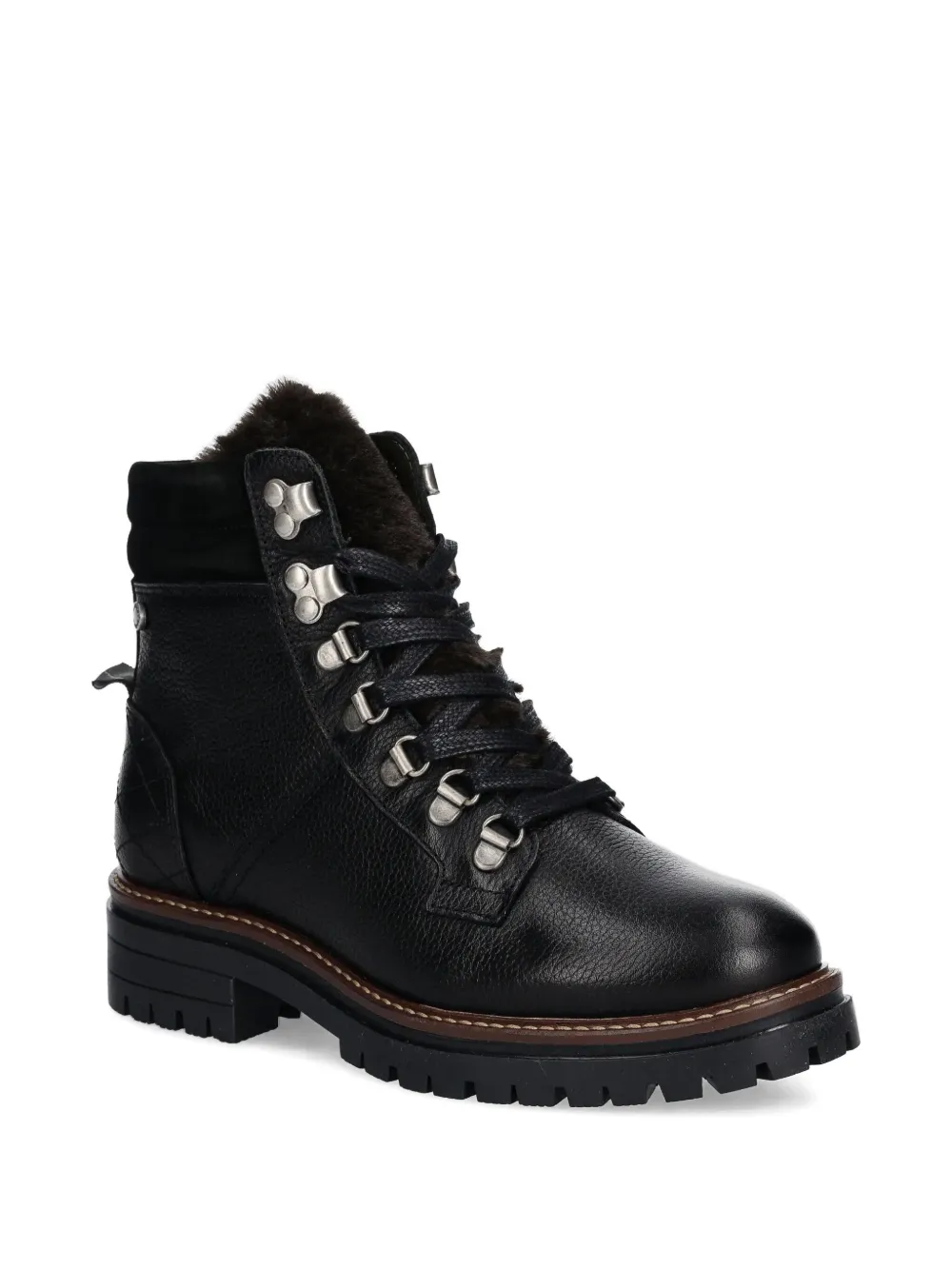 Barbour Faux-fur Trim Lace-up Boots In Black