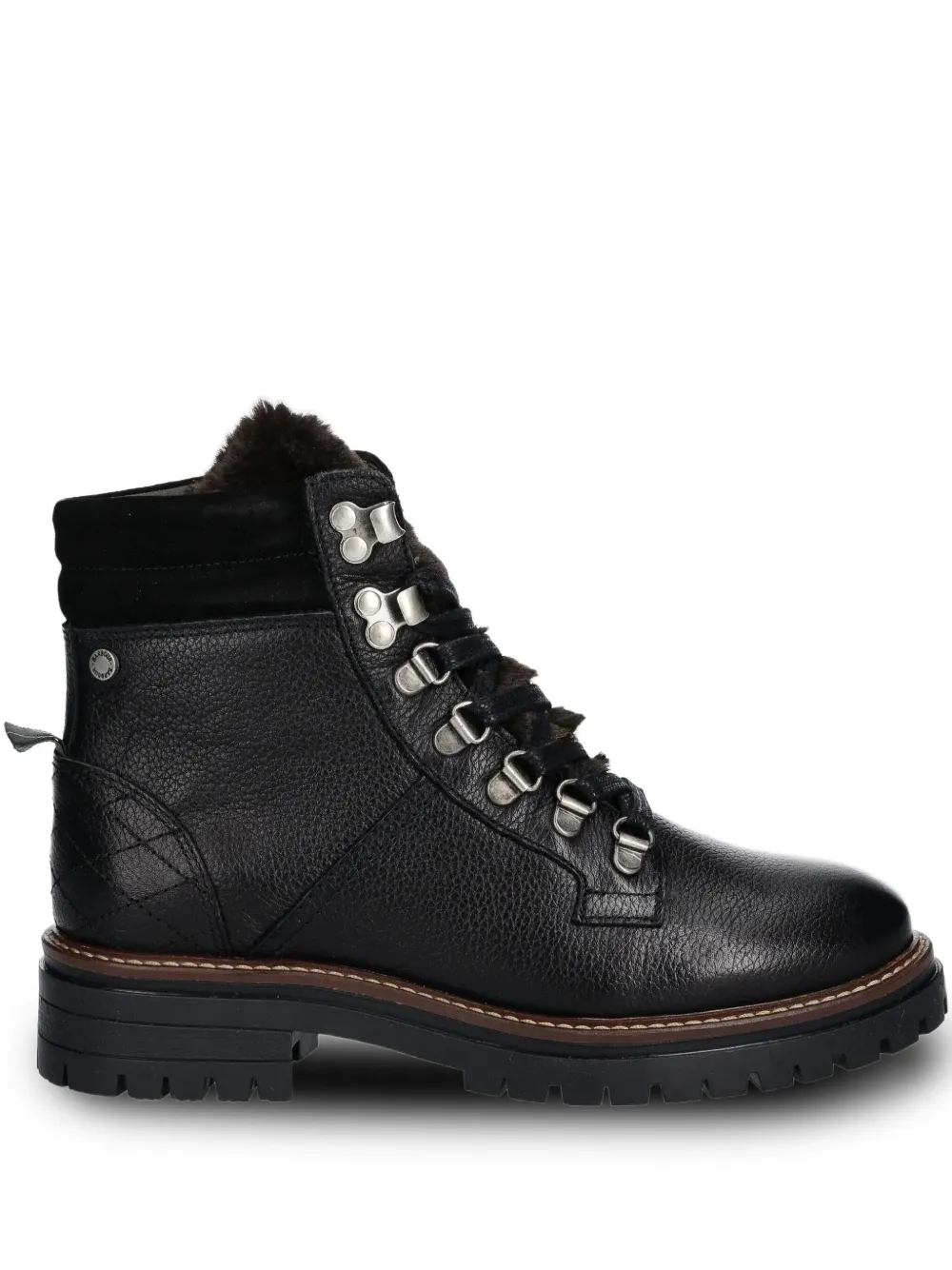 Barbour botas con agujetas y ribete de pelo artificial | negro | Image 1