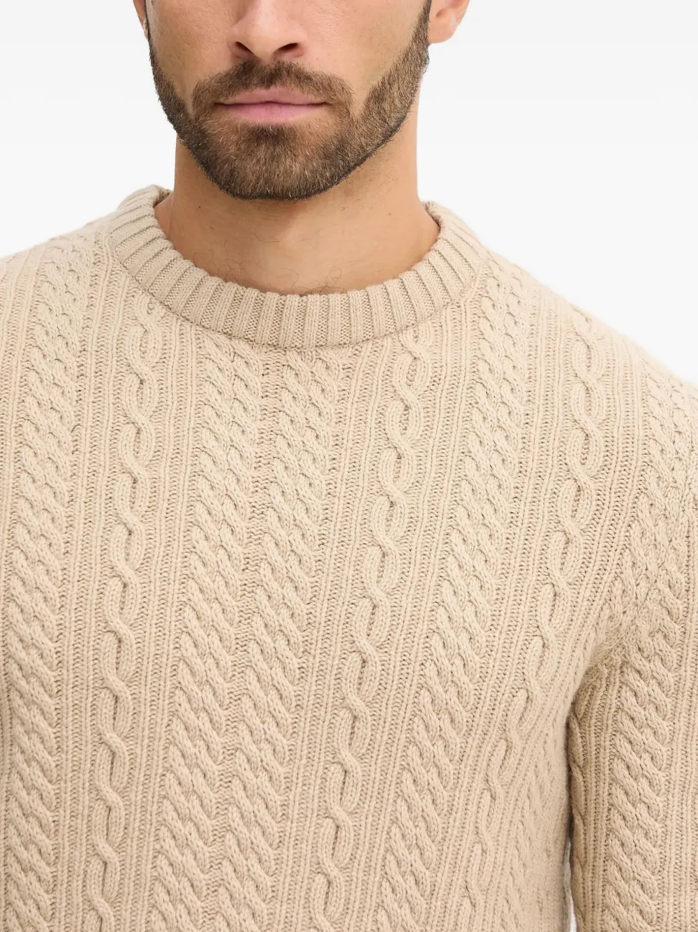 Barbour Lowfen Relaxed Fit Cable Crewneck Sweater In Neutral