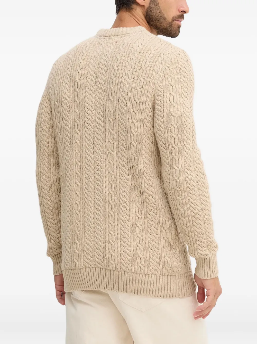 Barbour Lowfen Relaxed Fit Cable Crewneck Sweater In Neutral