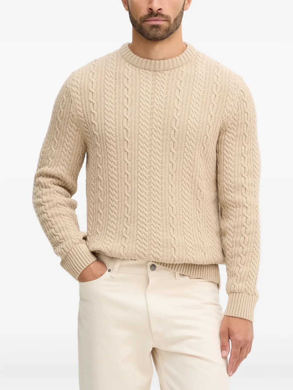 Barbour cable-knit crew-neck sweater | Neutrals | Image 1