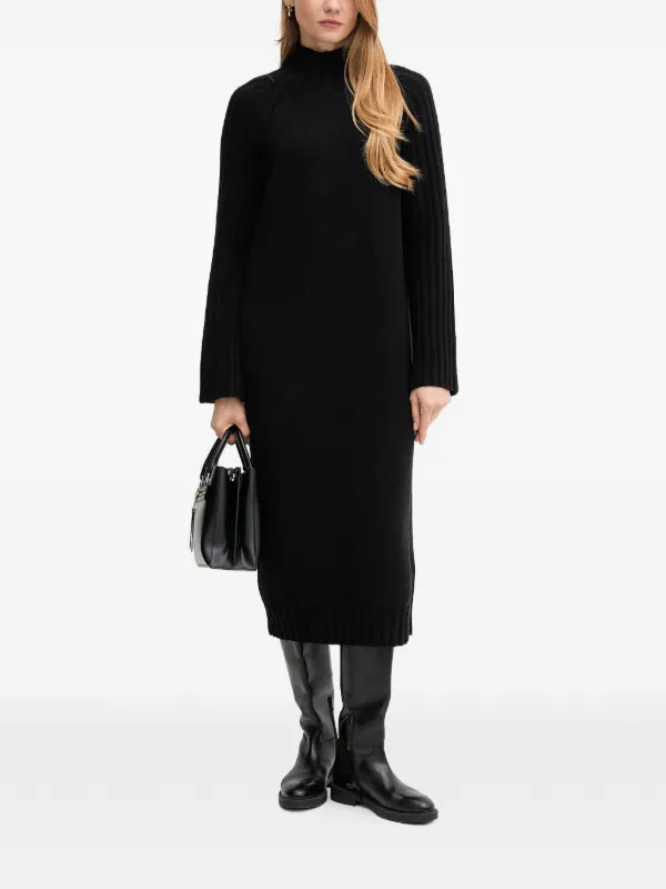 barbour knitted dress ribbed-knit high-neck Midi | Black EMPDIS25