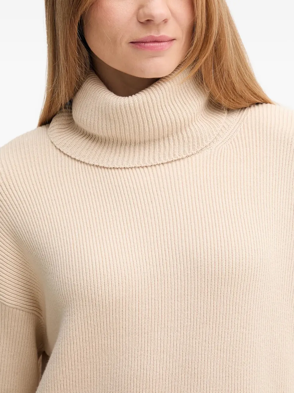 Barbour Roll-neck Ribbed Mini Dress In Neutral