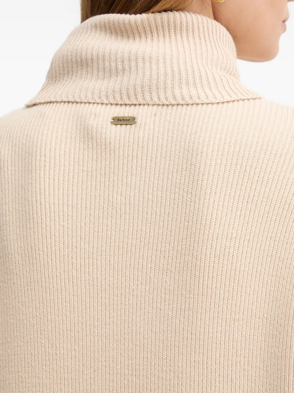 Barbour Roll-neck Ribbed Mini Dress In Neutral