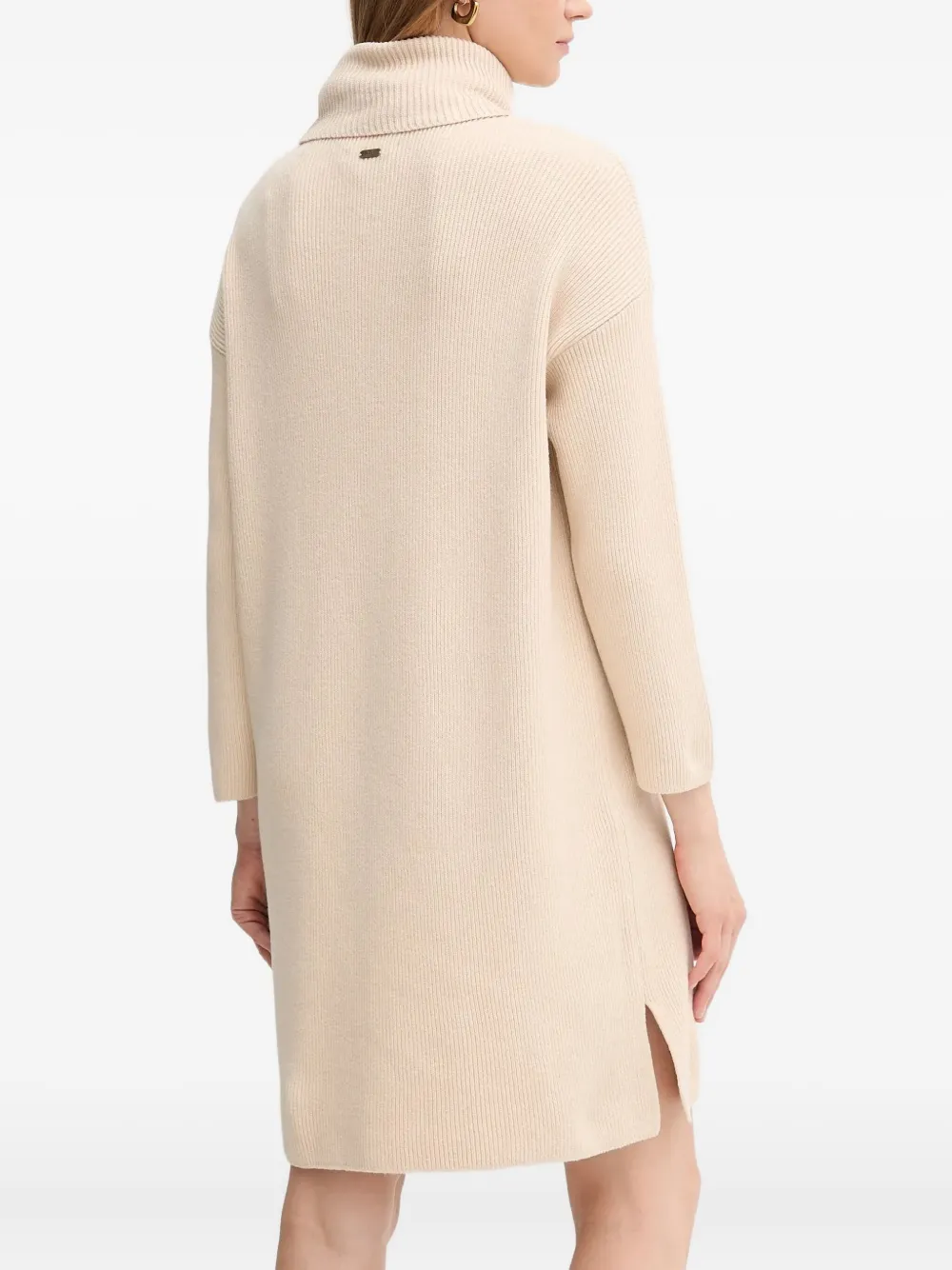 Barbour Roll-neck Ribbed Mini Dress In Neutral