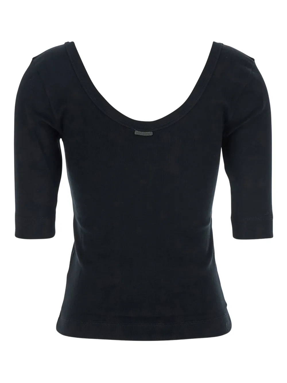 Brunello Cucinelli scoop-neck ribbed T-shirt | Black | Image 1