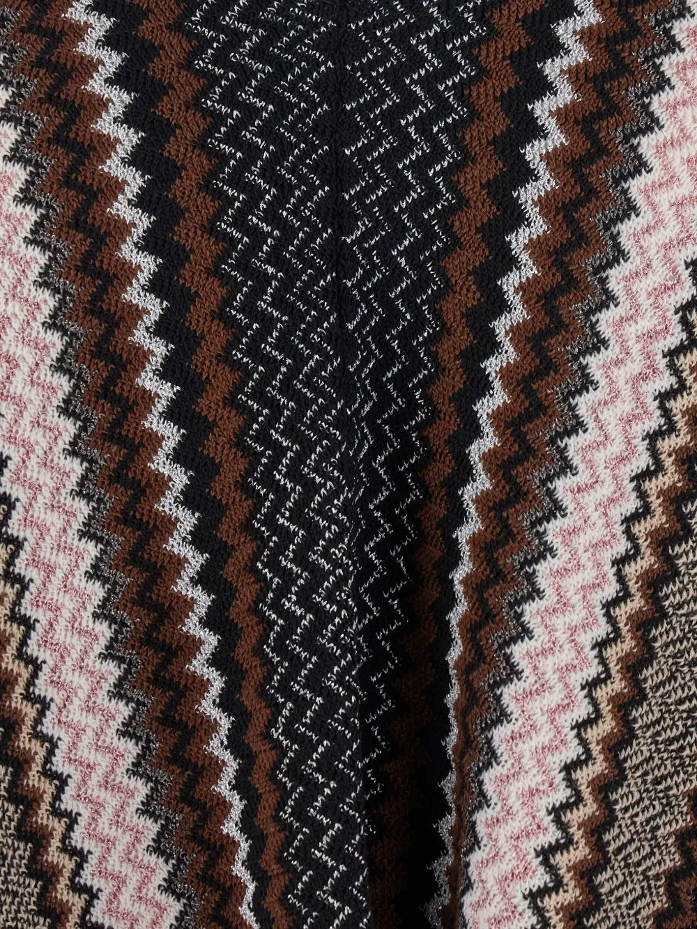Missoni Multicolor Cape With V Neck And All-over Zigzag Motif In Wool Blend Woman In Gray