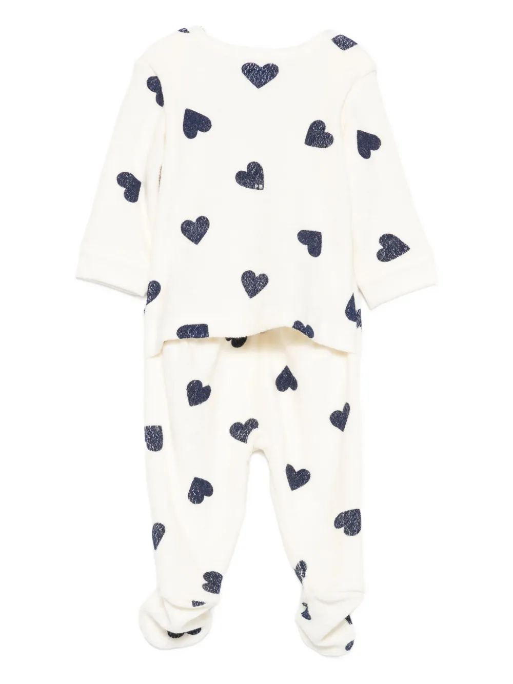 Petit Bateau Romper met hartenprint - Wit