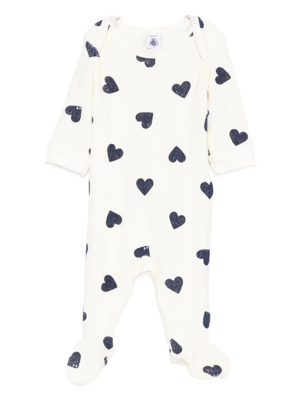 Petit Bateau Heart-print Babygrow In White