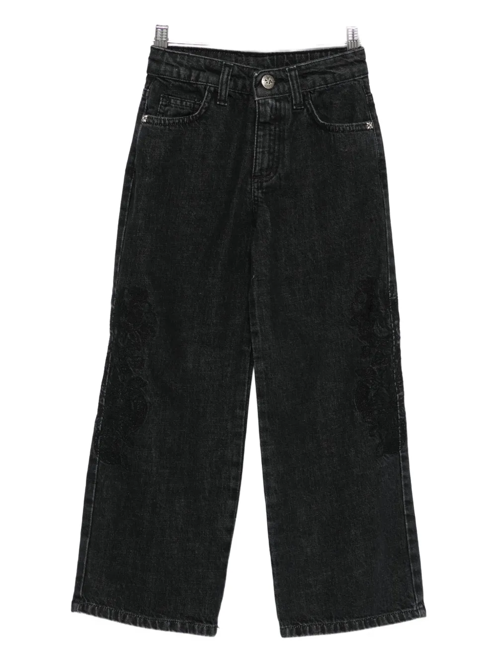 John Richmond Junior Logo-patch Denim Trousers In Black