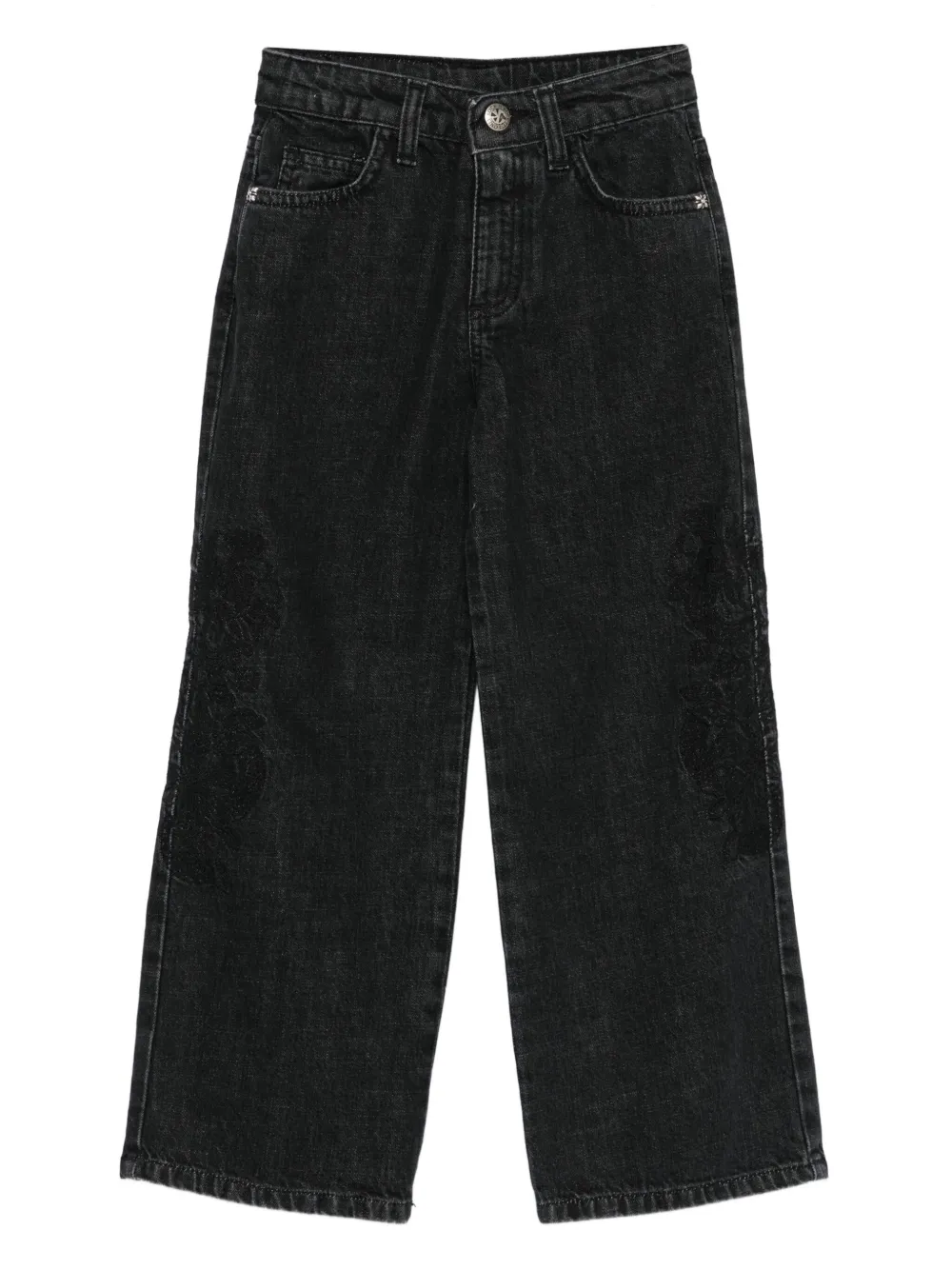 John Richmond Junior logo-patch denim trousers | Black | Image 1