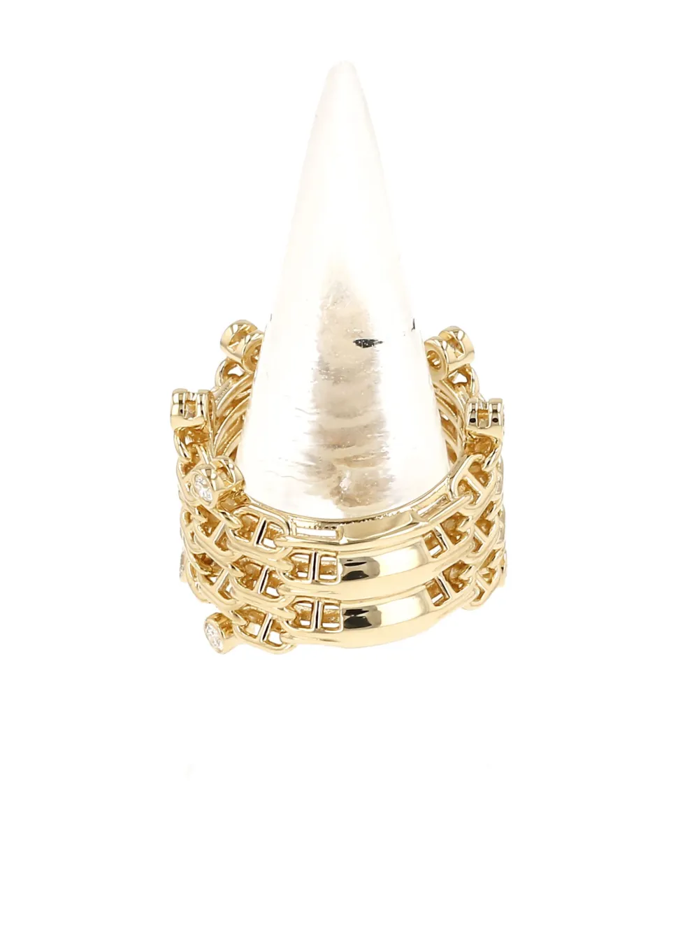 Pre-owned Hermes 2020s Yellow Gold Chaîne D'ancre Calypso Diamond Ring