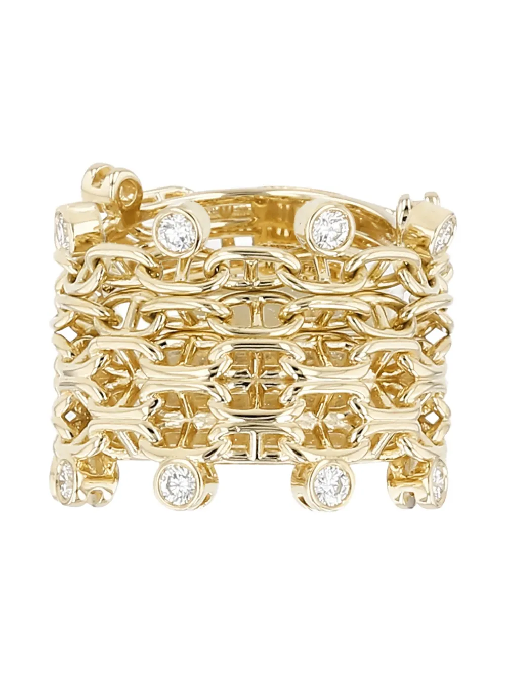 Hermès Pre-Owned 2020s yellow gold Chaîne d'Ancre Calypso diamond ring | Gold | Image 1