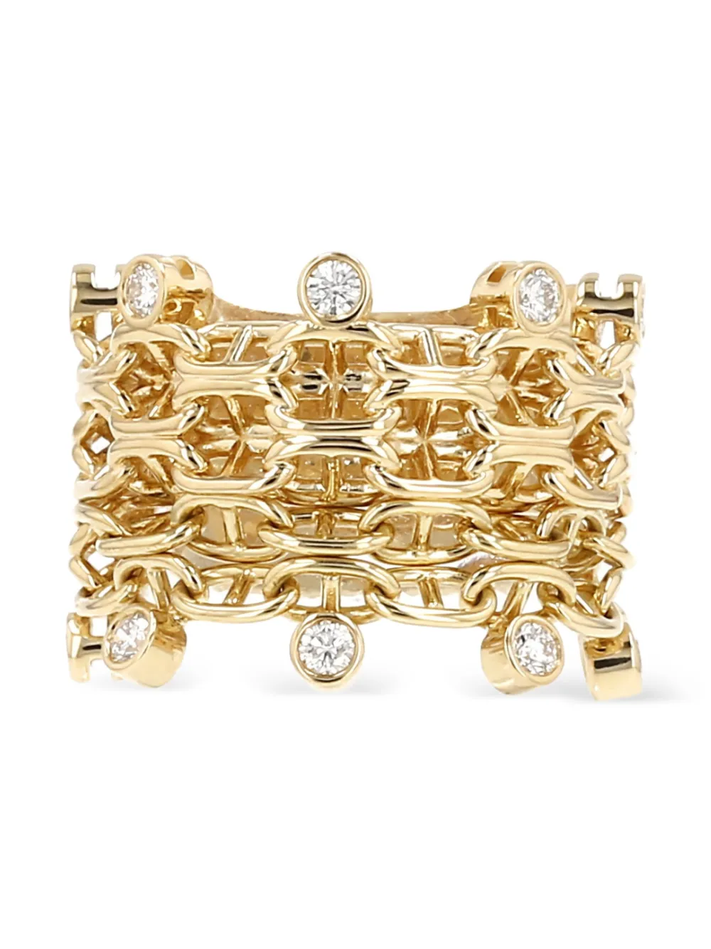 Hermès Pre-Owned 2020s yellow gold Chaîne d'Ancre Calypso diamond ring | Image 2