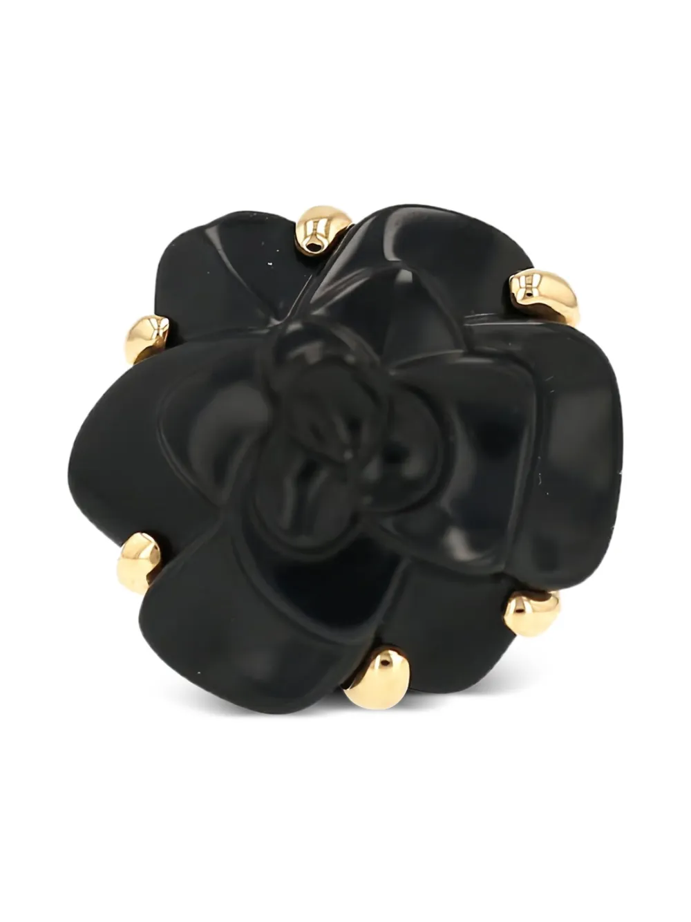 CHANEL Pre-Owned 2010s yellow gold Camelia onyx ring | Gold | Image 1