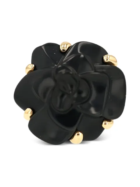 CHANEL Pre-Owned 2010s yellow gold Camelia onyx ring
