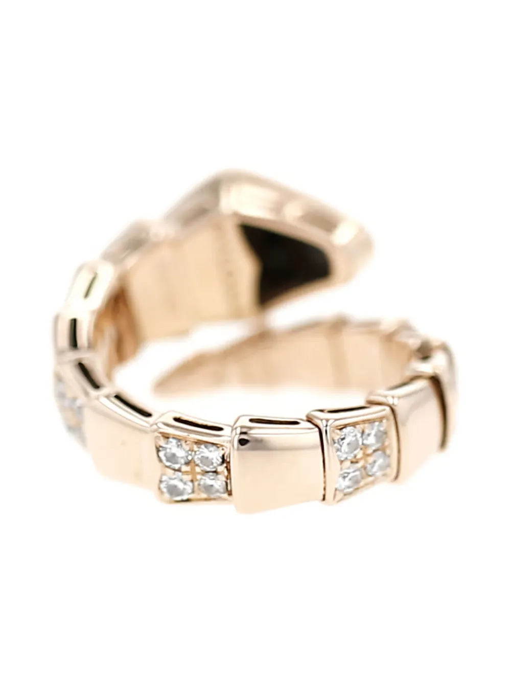 Pre-owned Bvlgari Rose Gold Serpenti Diamond And Onyx Embellished Ring