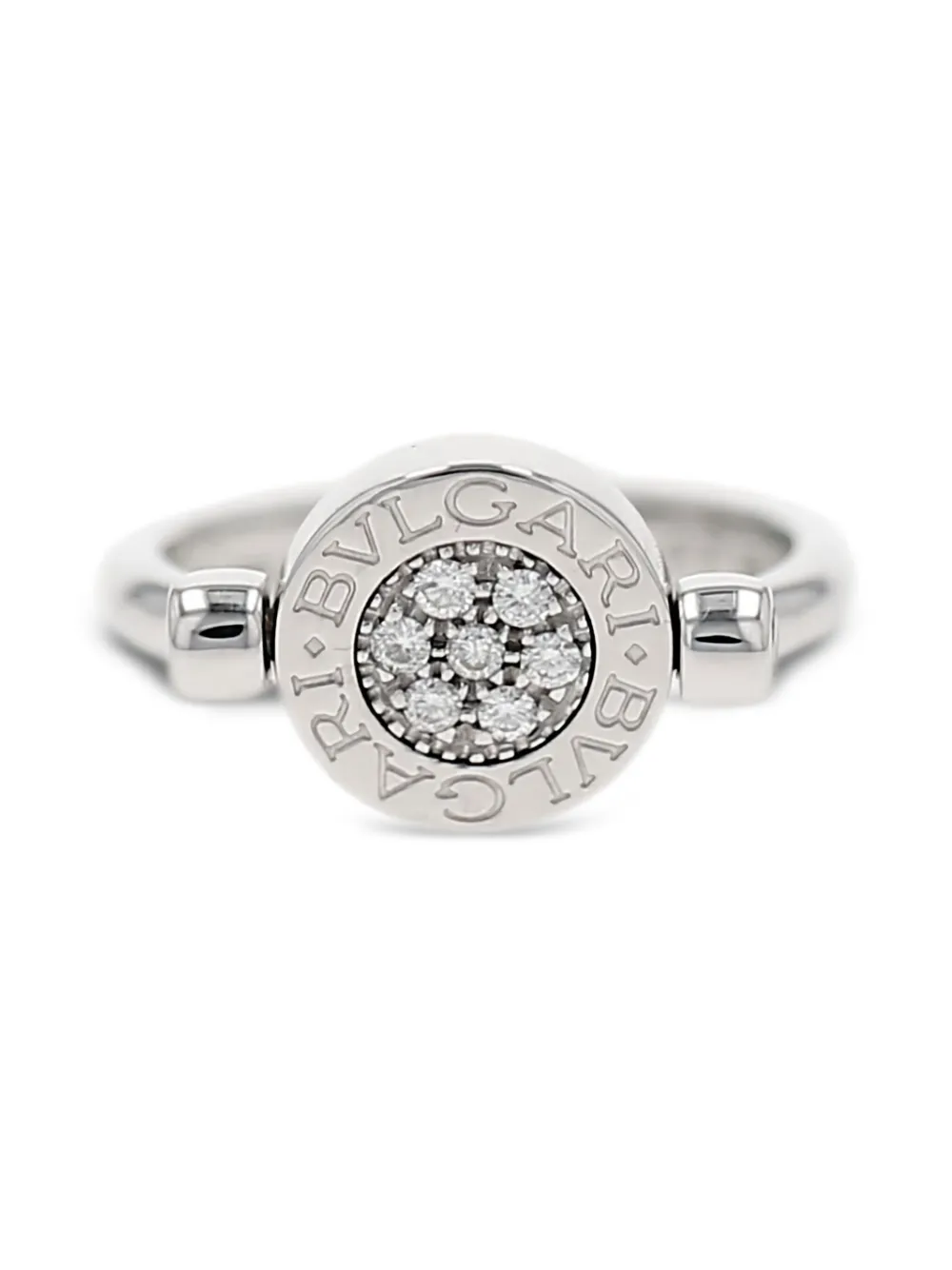 Bvlgari Pre-Owned 1990s white gold Twisted diamond and onyx ring | Silver | Image 1