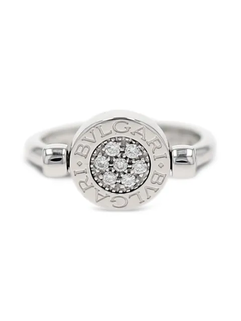 Bvlgari Pre-Owned 1990s white gold Twisted diamond and onyx ring