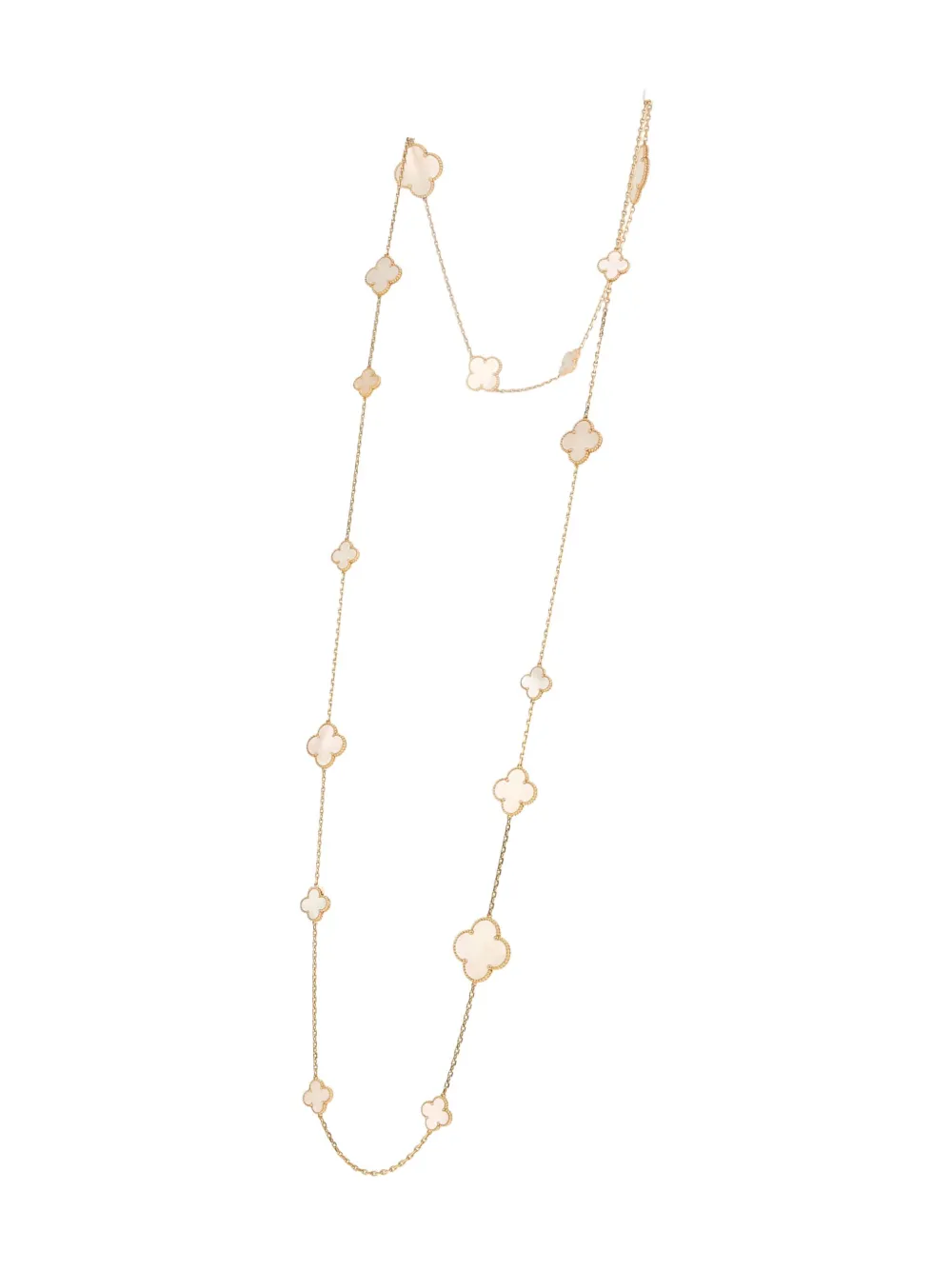Pre-owned Van Cleef & Arpels Vintage Yellow Gold Luck Mother Of Pearl Necklace