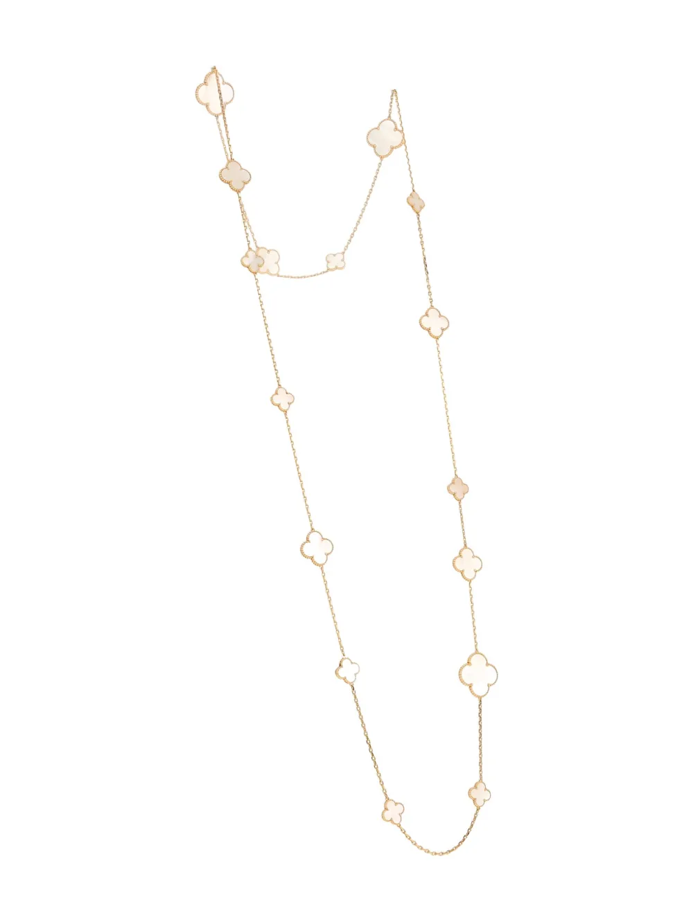 Pre-owned Van Cleef & Arpels Vintage Yellow Gold Luck Mother Of Pearl Necklace