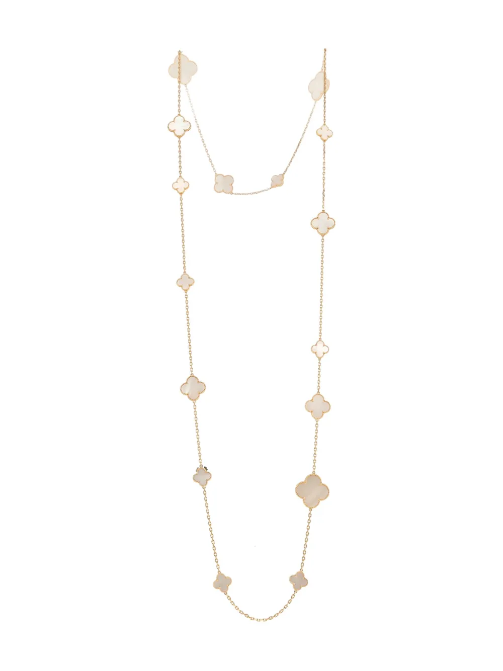 Pre-owned Van Cleef & Arpels Vintage Yellow Gold Luck Mother Of Pearl Necklace